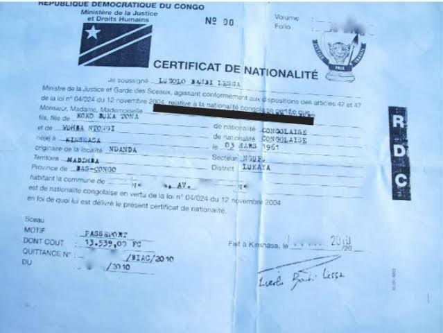 Certificat de nationalité